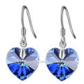 Moda en forma de corazón azul cristal pendientes para las mujeres SE-001A